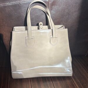 Chic Beige Leather Tote Bag